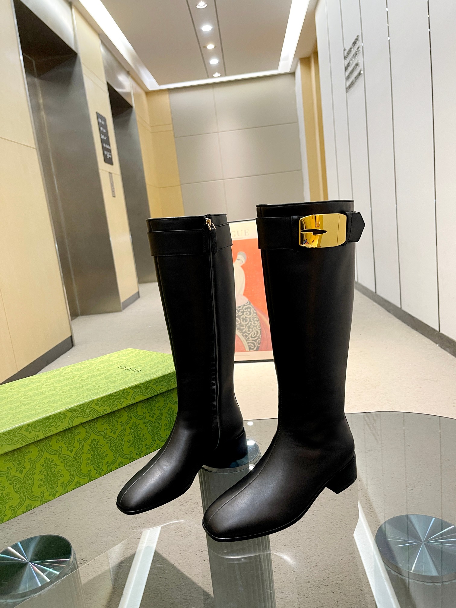 [TOP] GUCCI Cowhide Shoes - Black - 3.5CM