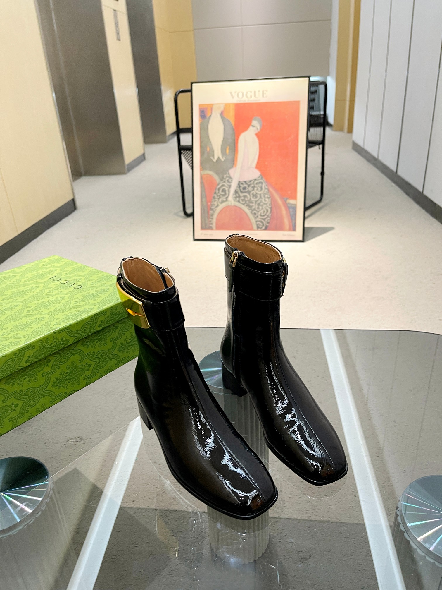 [TOP] GUCCI Cowhide Shoes Boots - Black - 3.5CM
