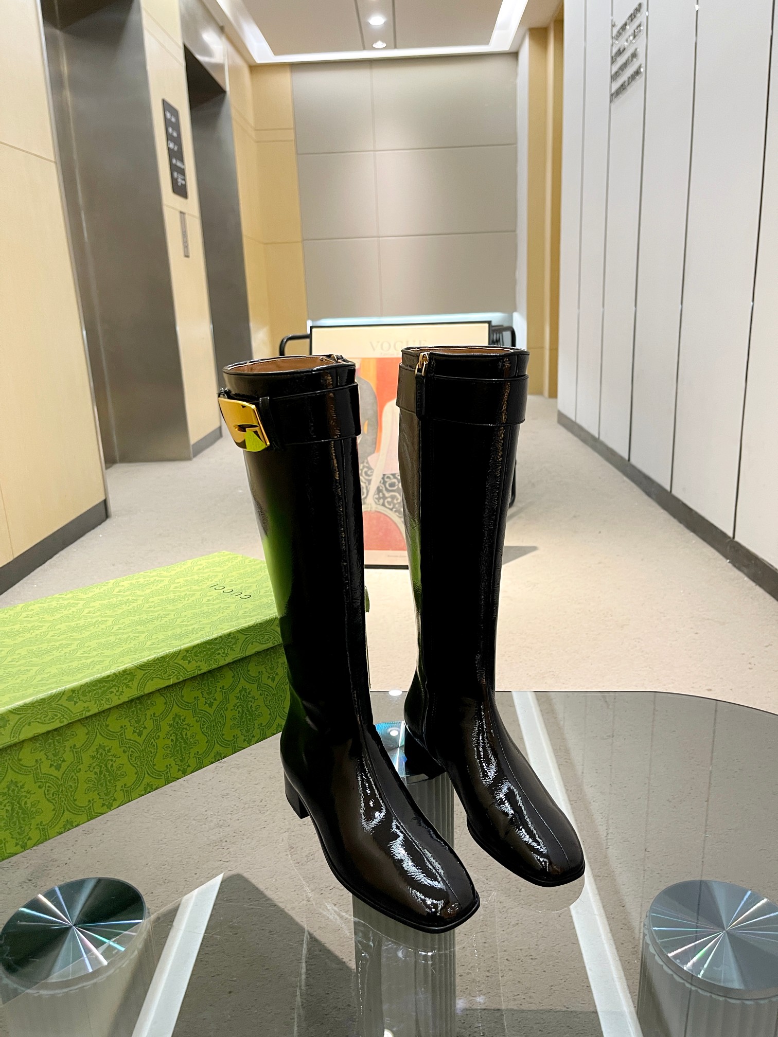 [TOP] GUCCI Cowhide Shoes - Black - 3.5CM