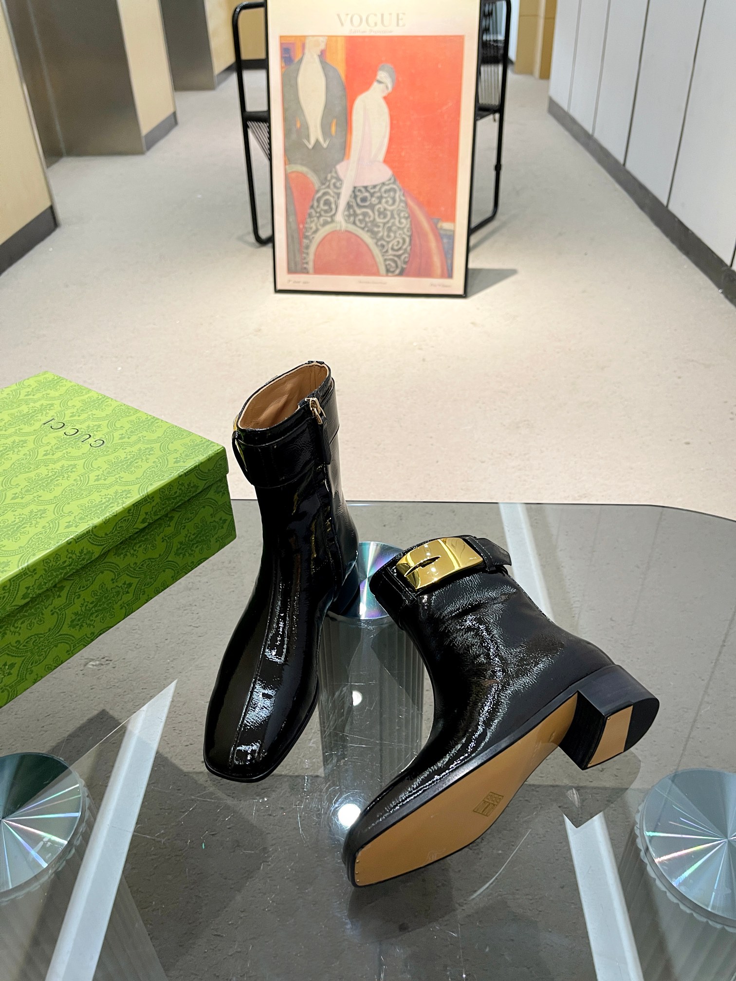 [TOP] GUCCI Cowhide Shoes Boots - Black - 3.5CM