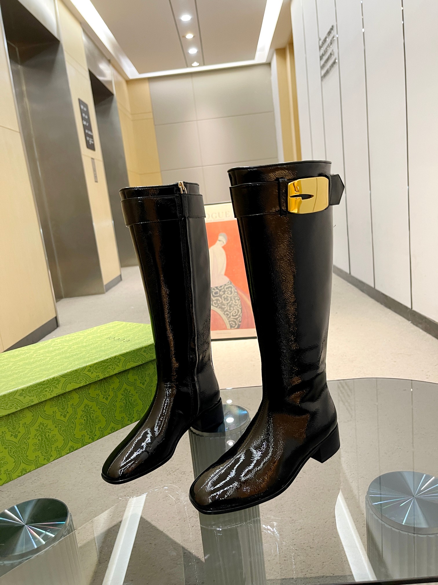 [TOP] GUCCI Cowhide Shoes - Black - 3.5CM