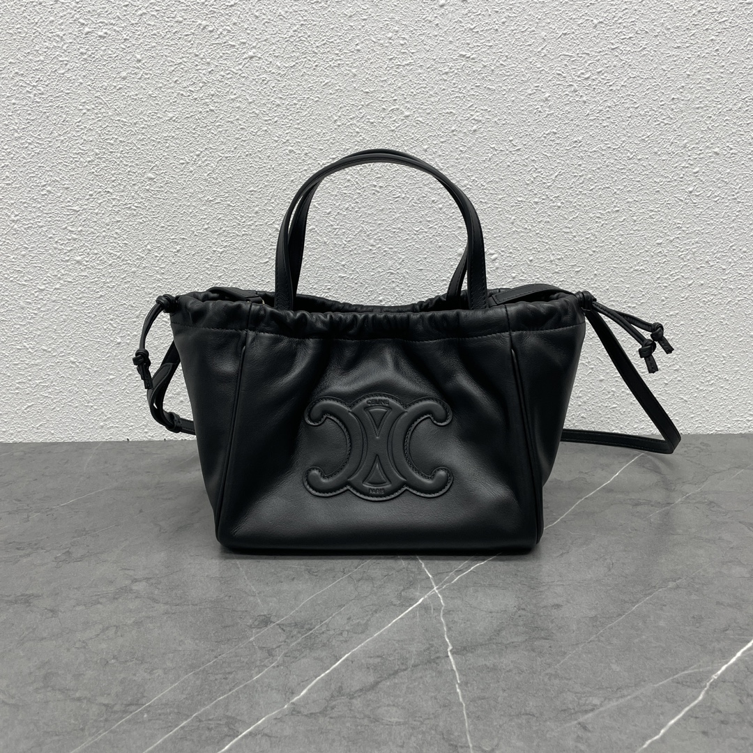 [TOP] CELINE Cabas Drawstring Bag - Cowhide - Small 22×17×15CM - Versatile - 2 Colors