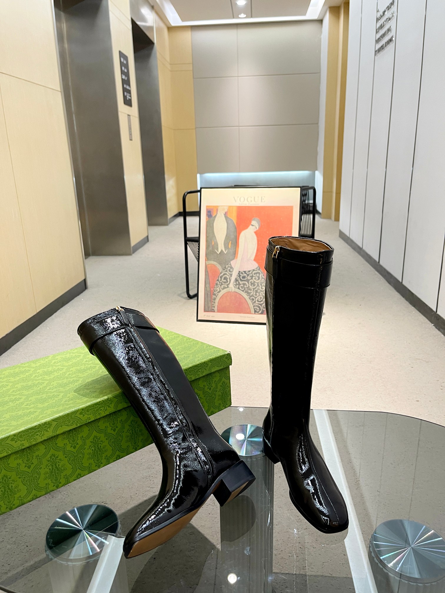 [TOP] GUCCI Cowhide Shoes - Black - 3.5CM