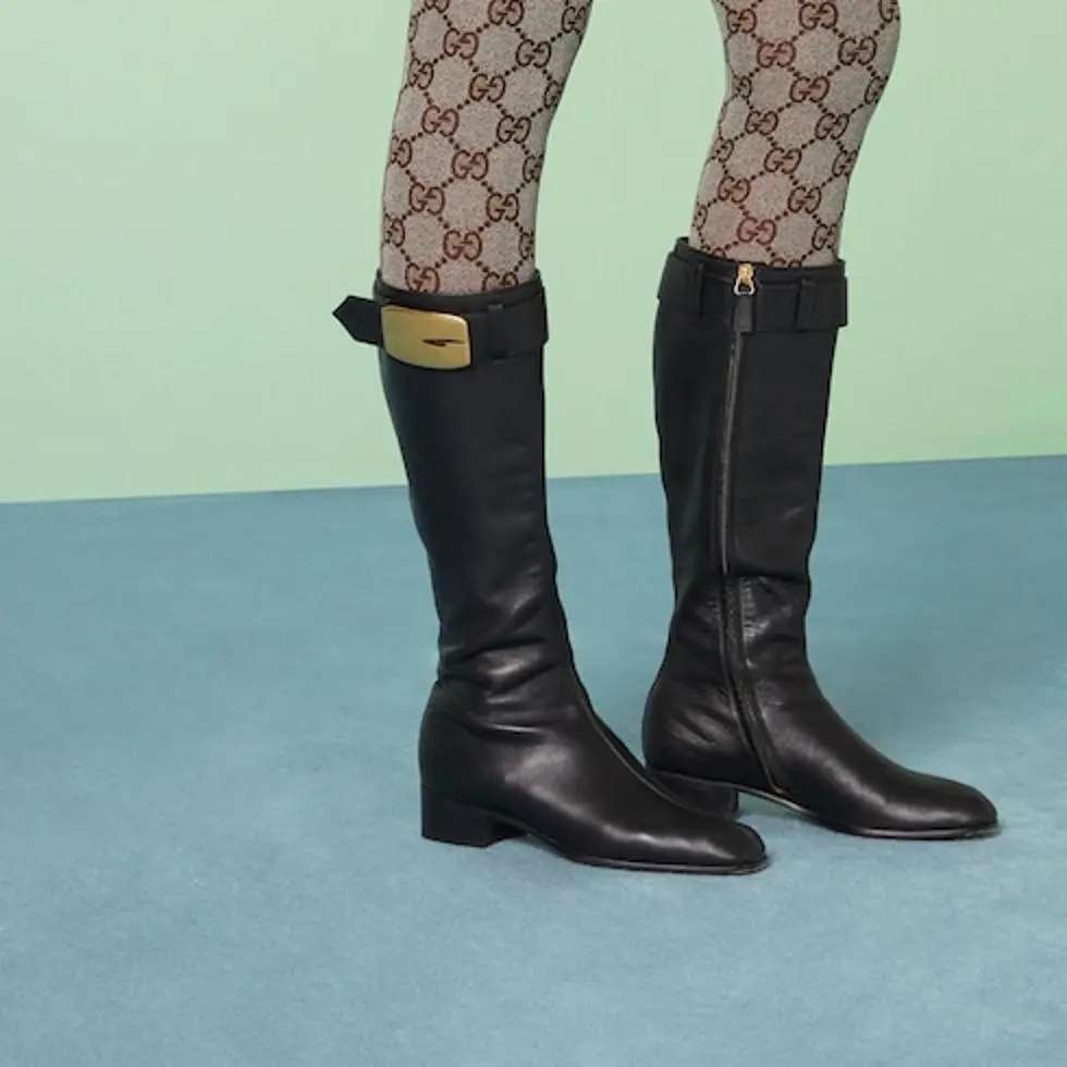 [TOP] GUCCI Cowhide Shoes - Black - 3.5CM