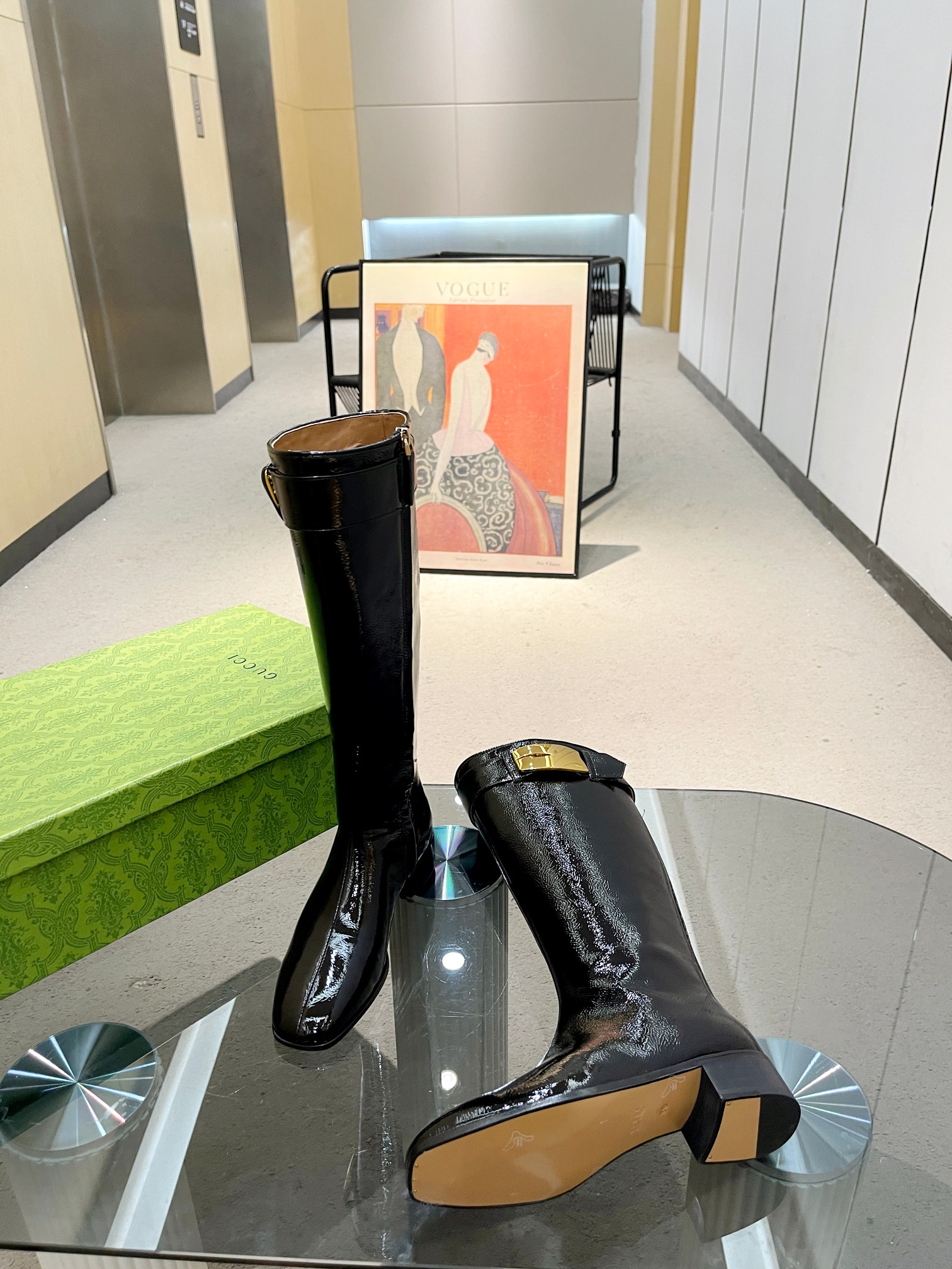 [TOP] GUCCI Cowhide Shoes - Black - 3.5CM