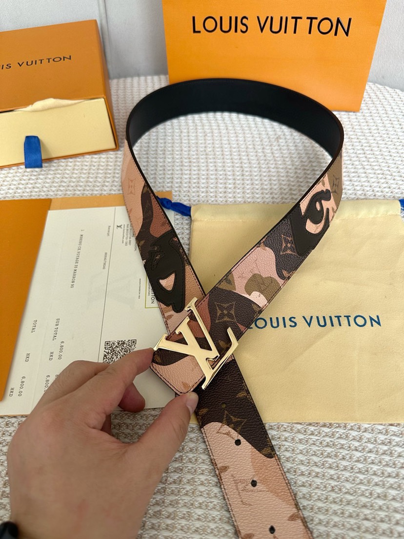 [TOP] Louis Vuitton LV Men's Double-Sided Cowhide Belt - 4CM