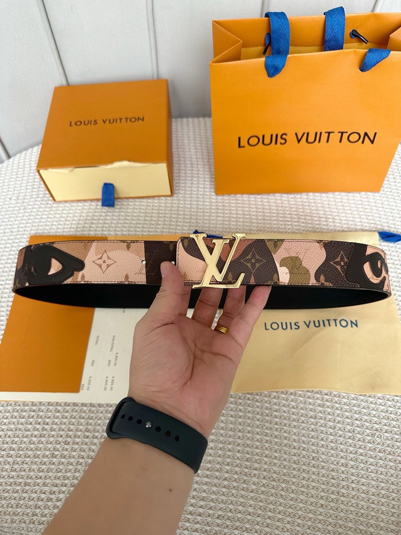 [TOP] Louis Vuitton LV Men's Double-Sided Cowhide Belt - 4CM