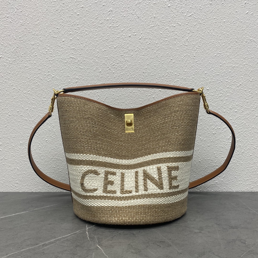 [TOP] CELINE BUCKET 16 Series Bucket Bag - Woven Bag - 29×25×23 cm-- Brown