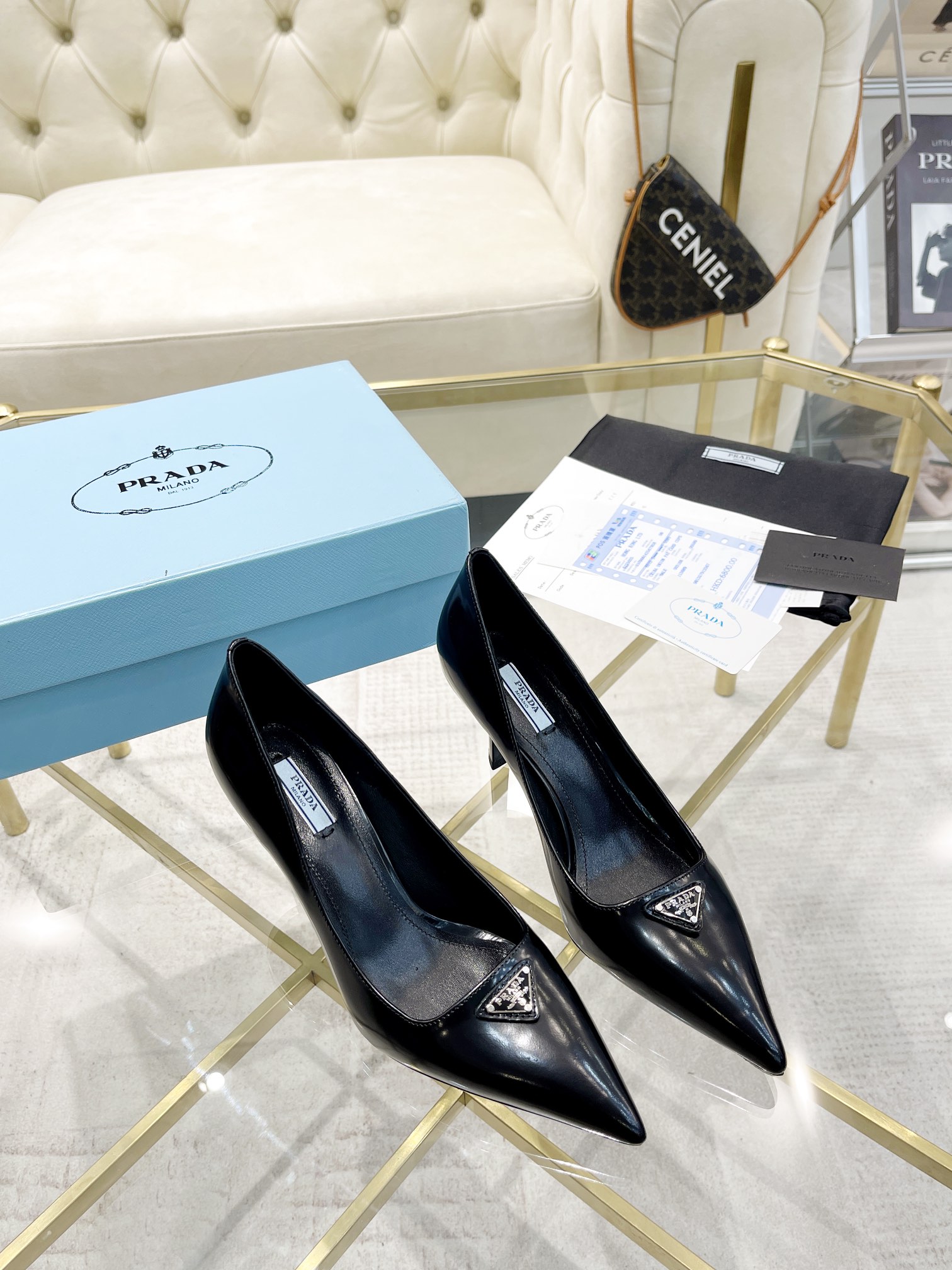 [TOP] PRADA Cowhide High Heels - 2 Colors - 7.5 cm