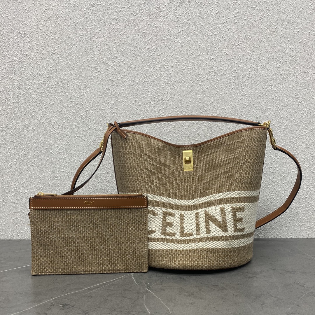 [TOP] CELINE BUCKET 16 Series Bucket Bag - Woven Bag - 29×25×23 cm-- Brown