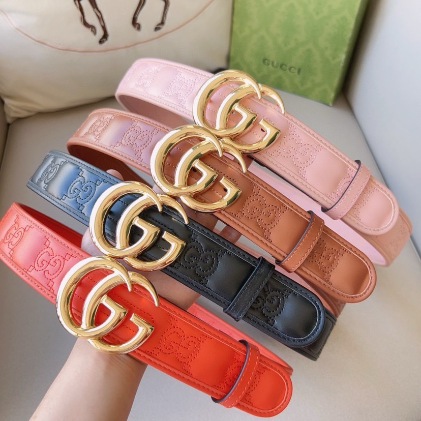[TOP] GUCCI Belt With GG Suemec - 4CM - 4 Colors