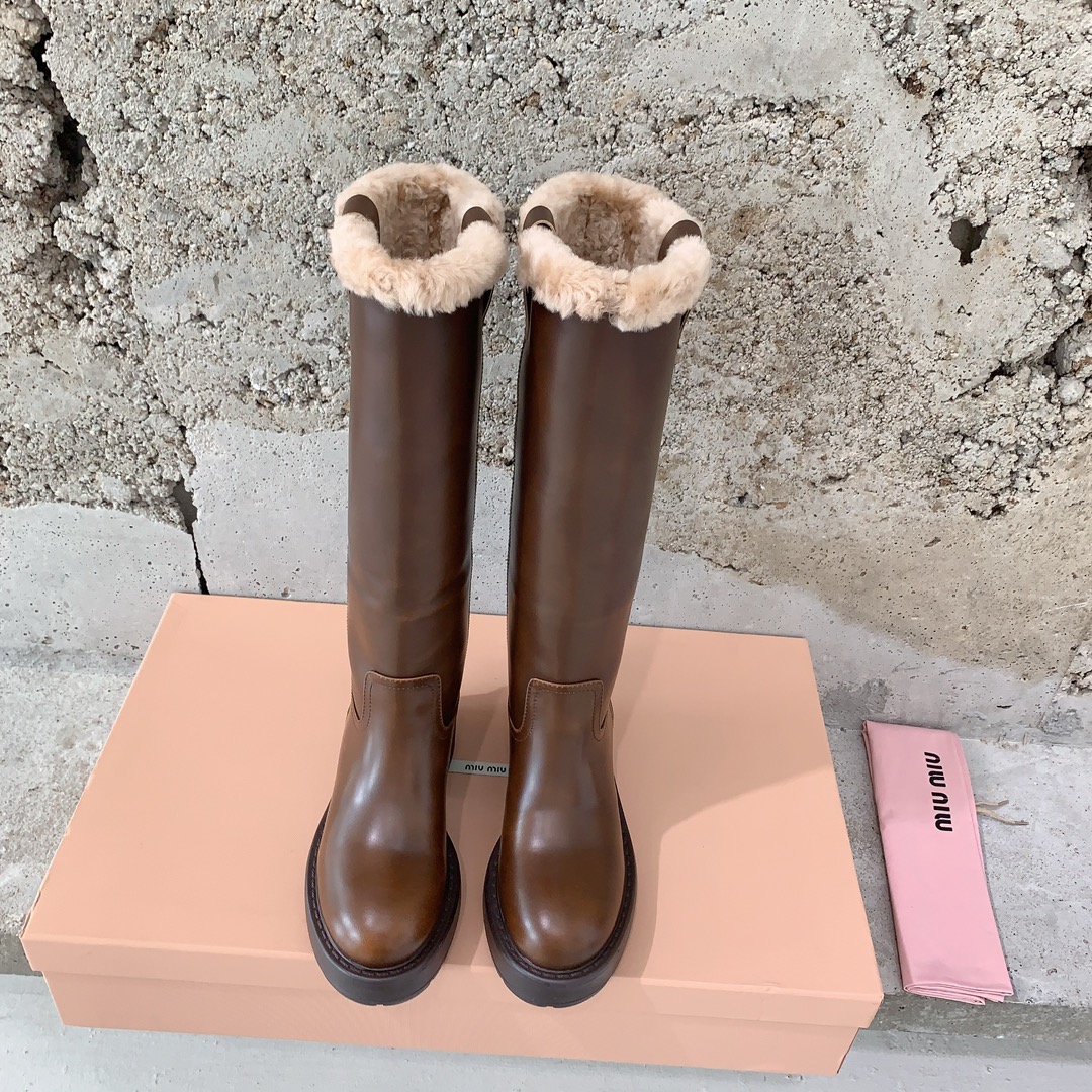 [TOP] Miu Miu New Punk-Inspired Wool Biker Boots - 2 Colors - 7.5CM