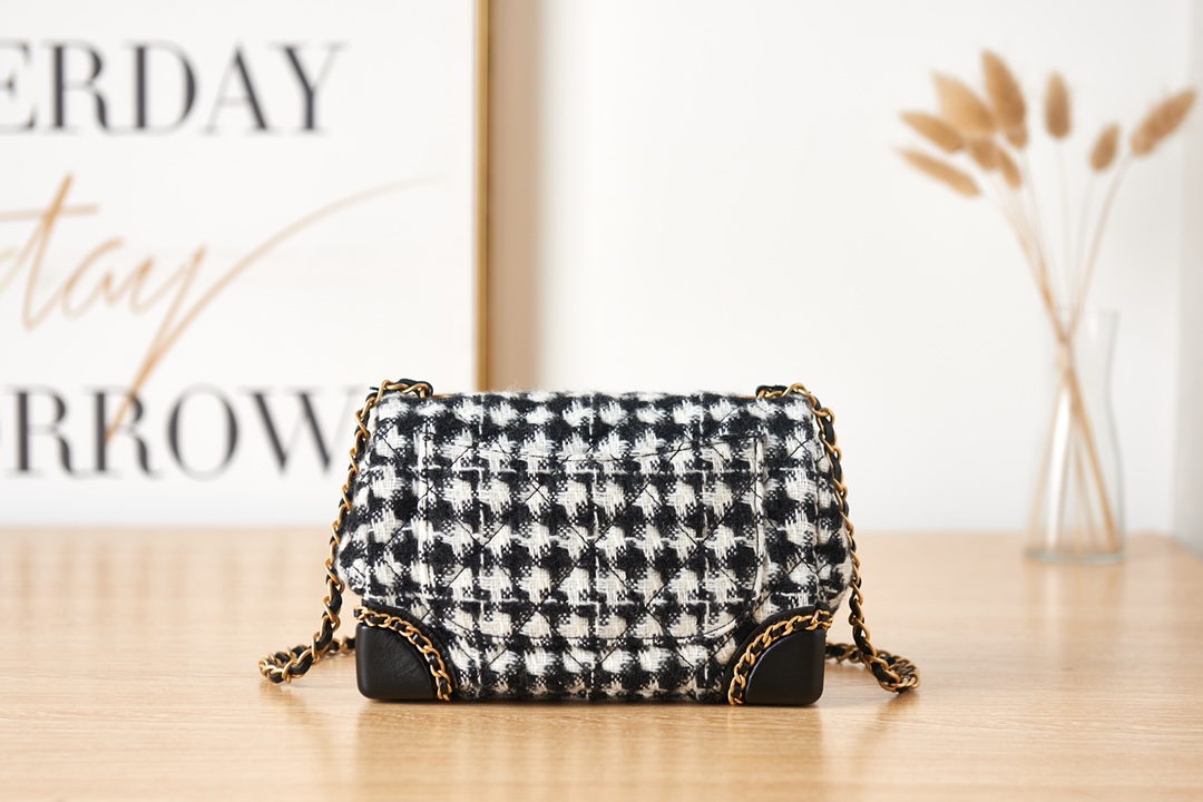 [TOP] CHANEL 23K Flap Bag tweed Chain bag 20-14-9.5 cm - Purple & GHW