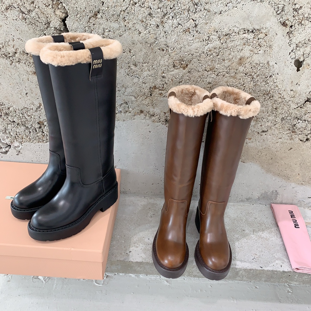 [TOP] Miu Miu New Punk-Inspired Wool Biker Boots - 2 Colors - 7.5CM