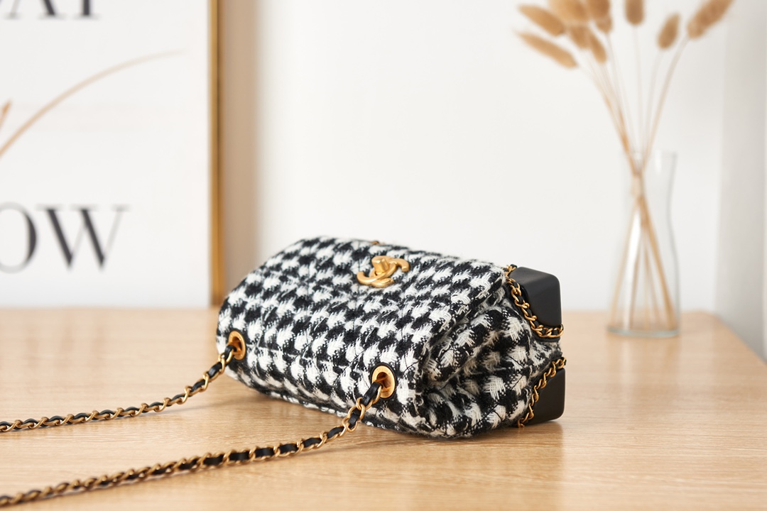 [TOP] CHANEL 23K Flap Bag tweed Chain bag 20-14-9.5 cm - Purple & GHW