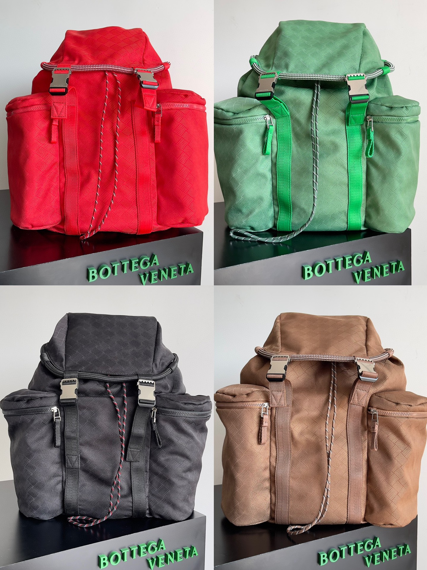 [TOP] Bottega Veneta BV Alto Jacquard Backpack Bag Nylon 42x33x14.5cm - 4 Color