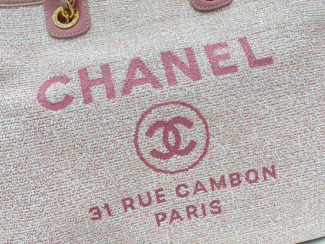 [TOP] CHANEL Deauville Top Handle Bag 38×32×18 cm - Pink
