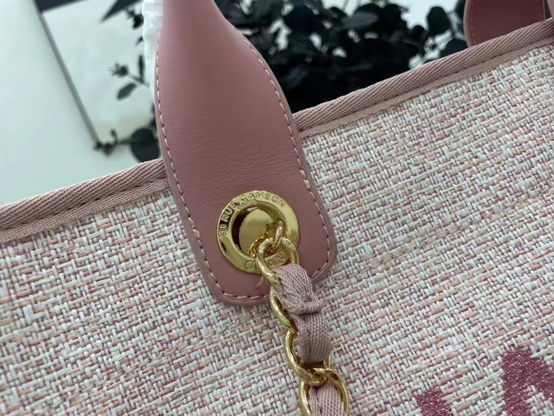 [TOP] CHANEL Deauville Top Handle Bag 38×32×18 cm - Pink