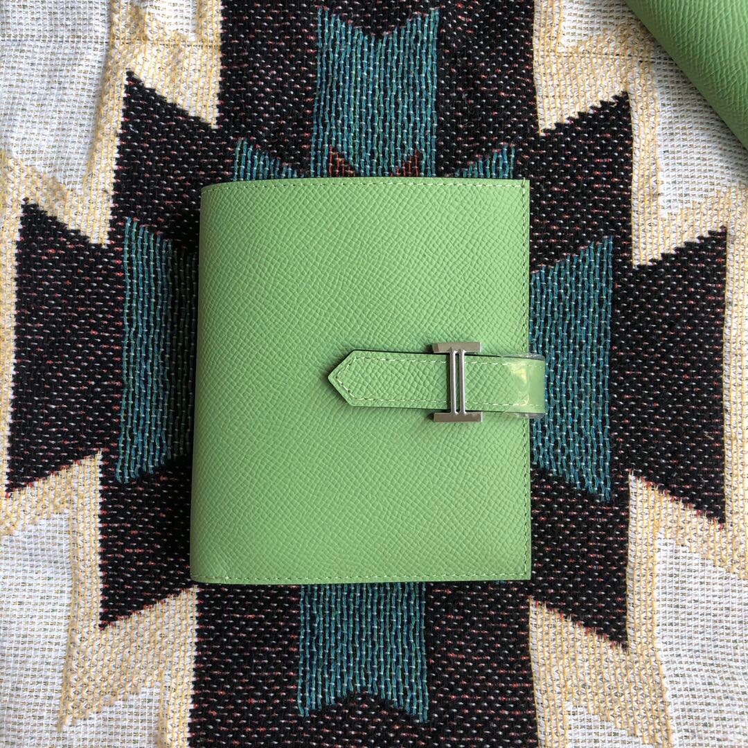 [TOP] HERMES Bearn Short Clip Wallet  Epsom - Avocado Green
