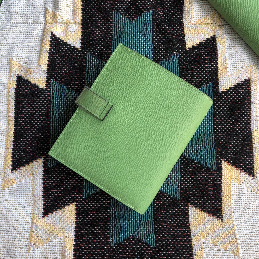 [TOP] HERMES Bearn Short Clip Wallet  Epsom - Avocado Green