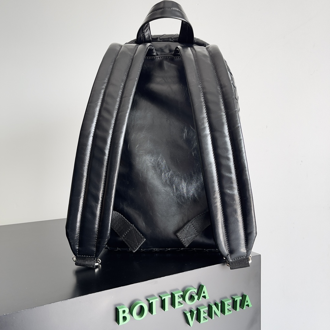 [TOP] Bottega Veneta BV Woven Backpack Bag Calfskin 28x15x41cm - Black