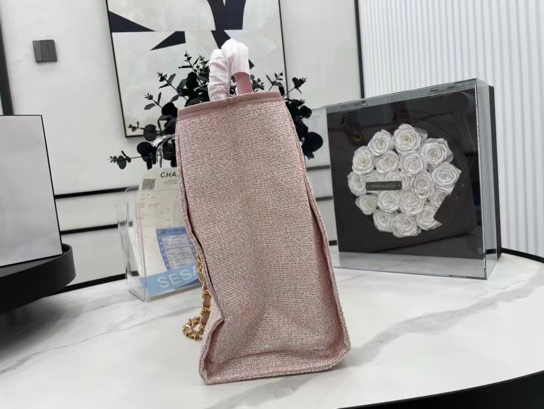 [TOP] CHANEL Deauville Top Handle Bag 38×32×18 cm - Pink