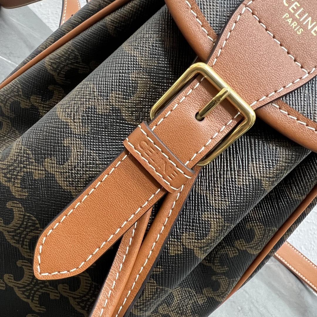 [TOP] CELINE Canvas Printed Backpack - 20×10.5×17cm - Brown