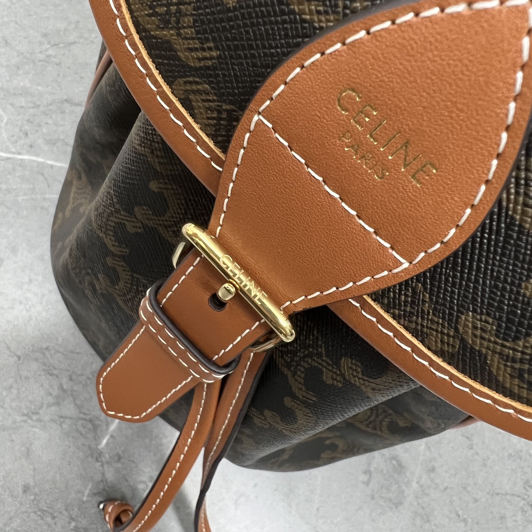 [TOP] CELINE Canvas Printed Backpack - 20×10.5×17cm - Brown