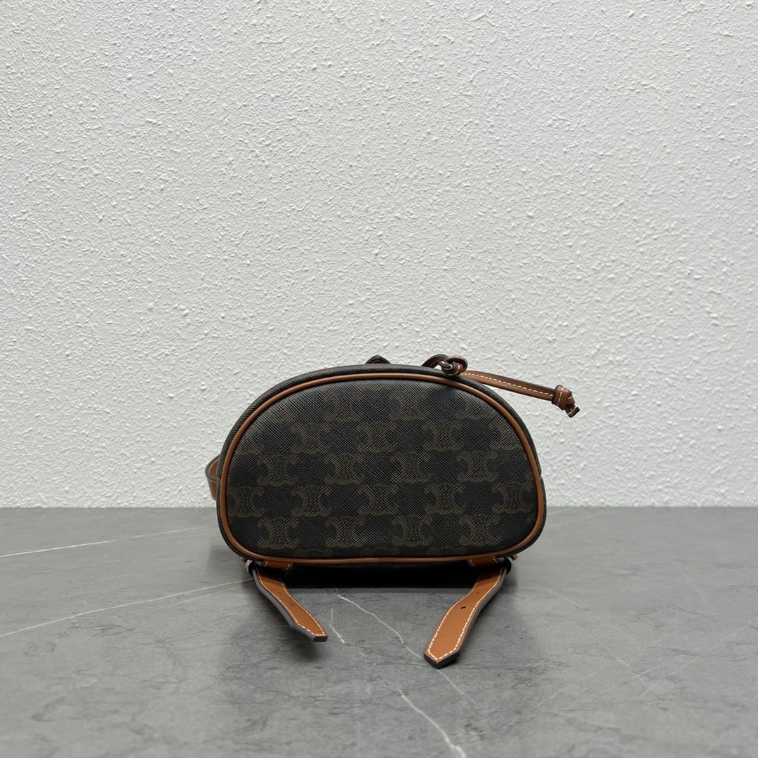 [TOP] CELINE Canvas Printed Backpack - 20×10.5×17cm - Brown