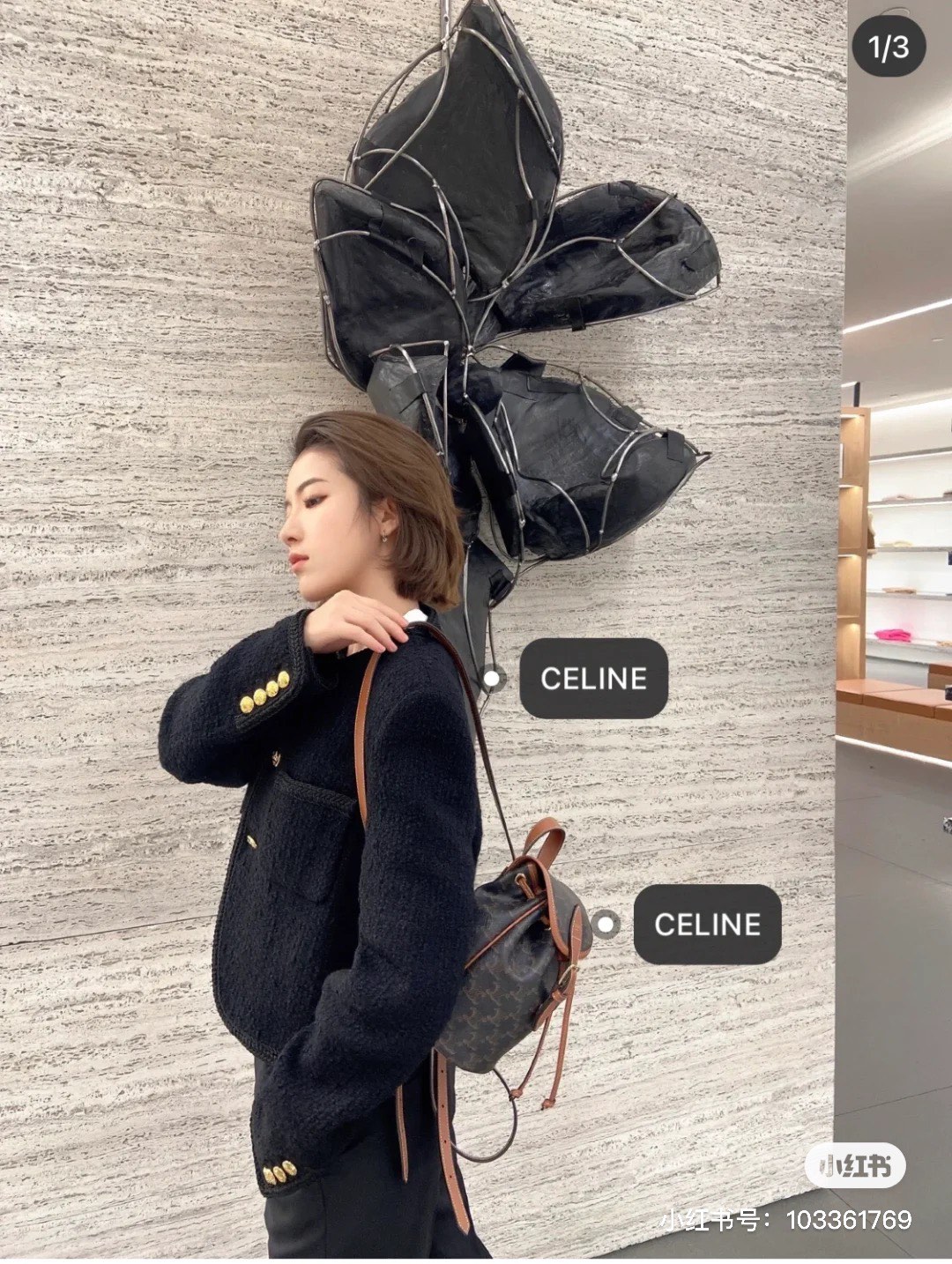 [TOP] CELINE Canvas Printed Backpack - 20×10.5×17cm - Brown