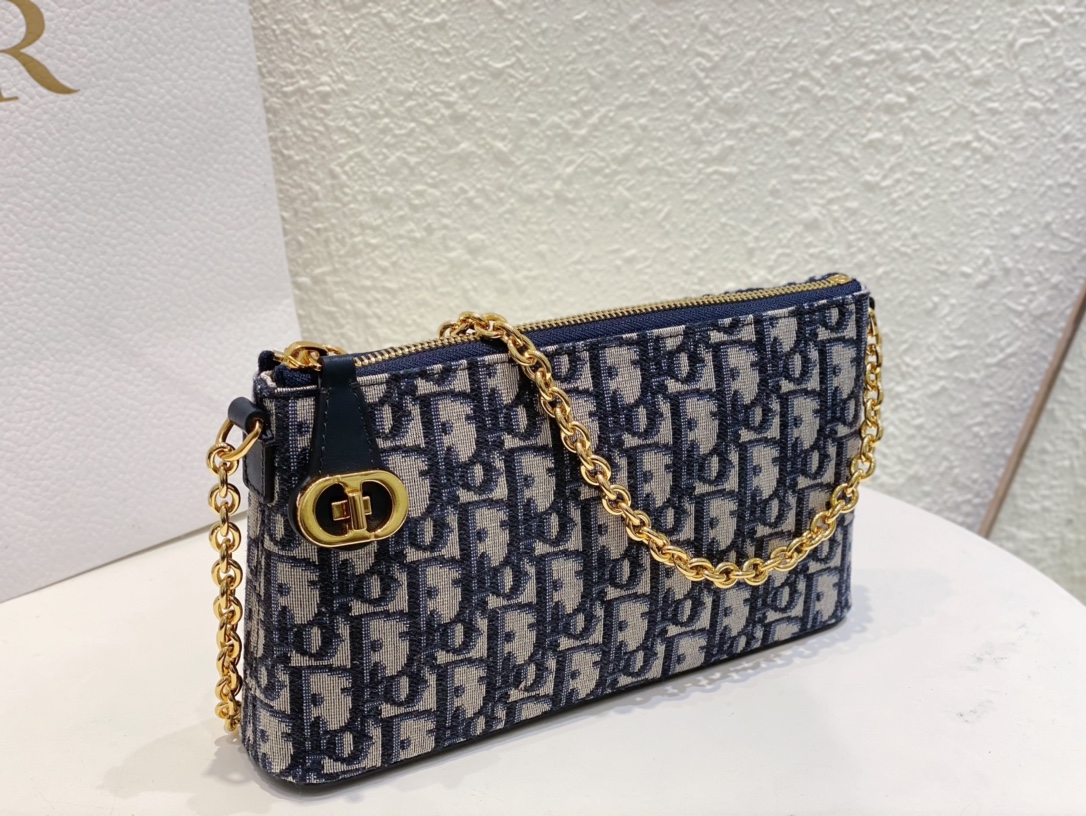 [Top] Christian Dior Dior Midi Mini Small 30 Montaigne Bag CD Lock 23 x 13 x 5 cm  - Blue