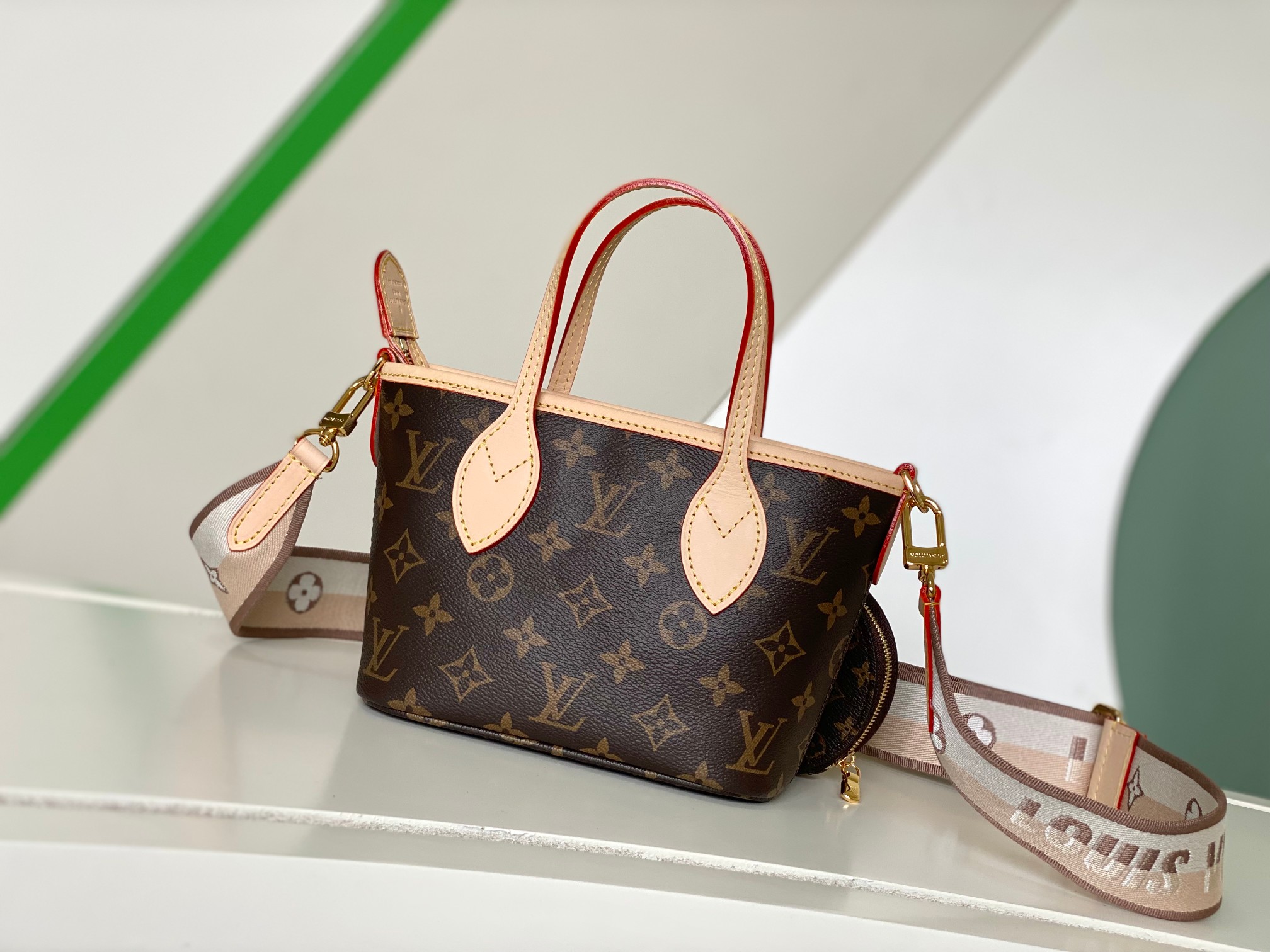 [TOP] Louis Vuitton LV Neverfull BB Bag Damier Ebene Canvas 24x14x9cm - Monogram