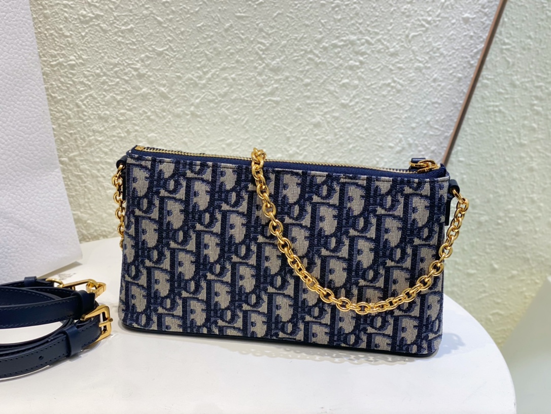 [Top] Christian Dior Dior Midi Mini Small 30 Montaigne Bag CD Lock 23 x 13 x 5 cm  - Blue