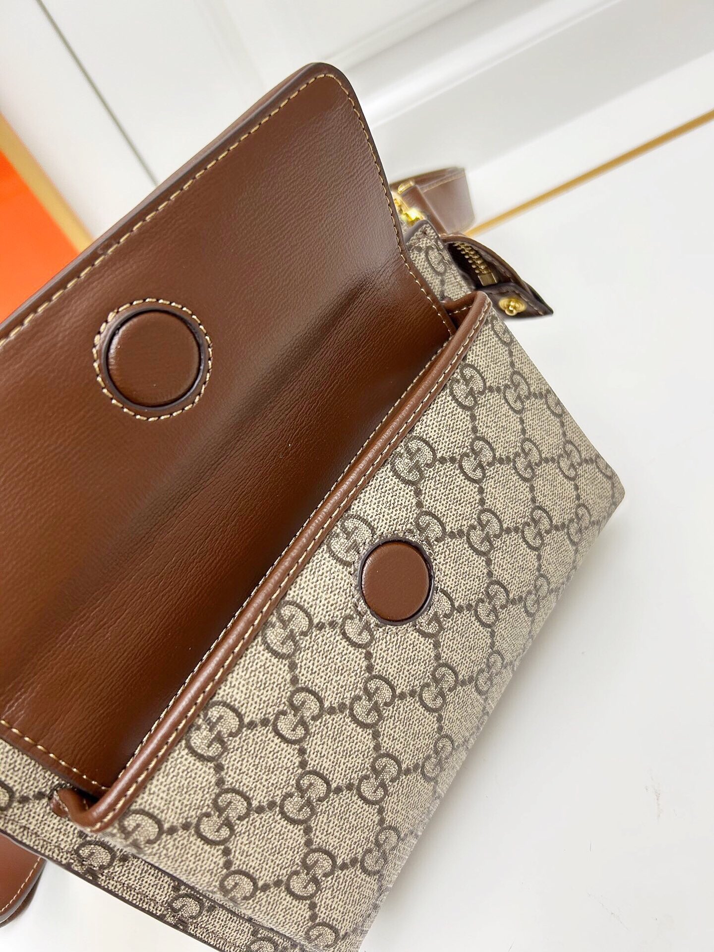 [TOP] GUCCI Interlocking Double G Logo GG Waist Pack - 18x13x5CM - Brown