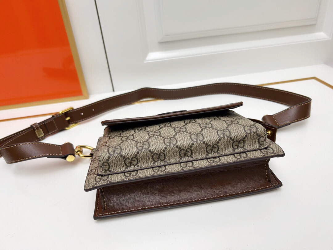 [TOP] GUCCI Interlocking Double G Logo GG Waist Pack - 18x13x5CM - Brown