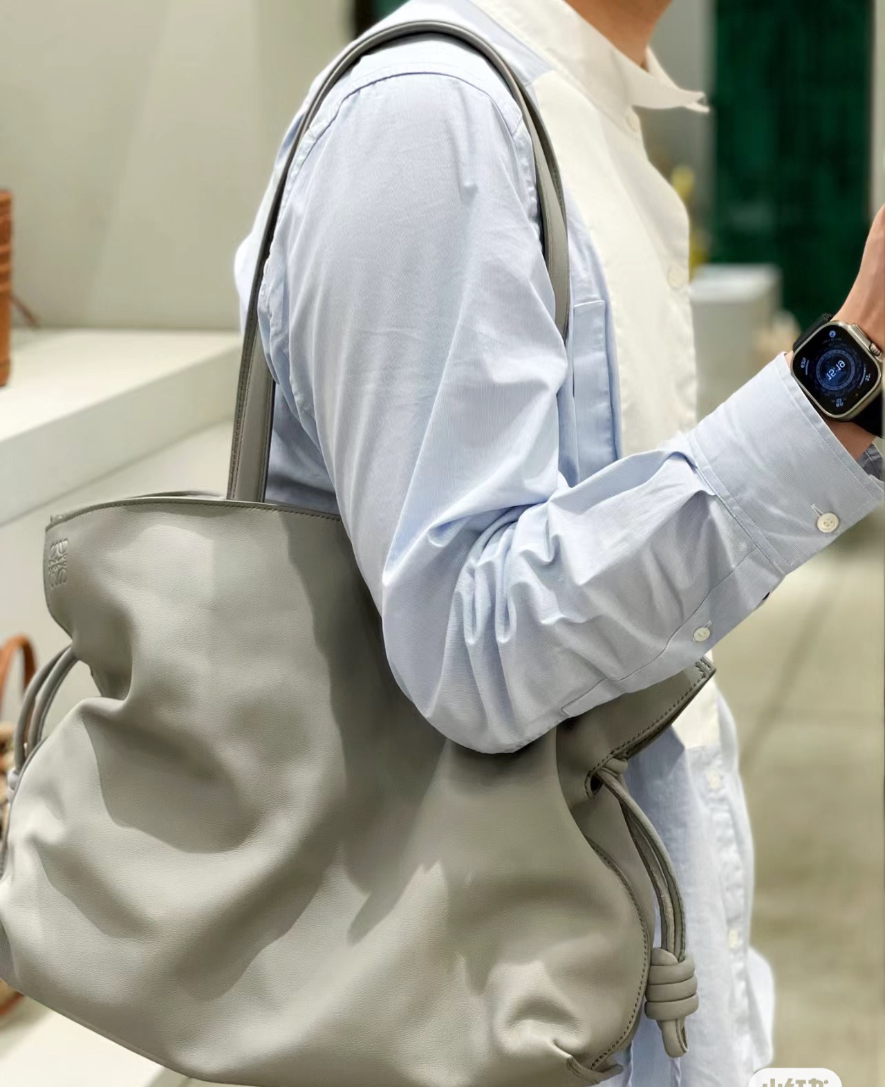 [TOP] LOEWE Flamenco Bag Cowhide Large 38x29x14cm - Gray