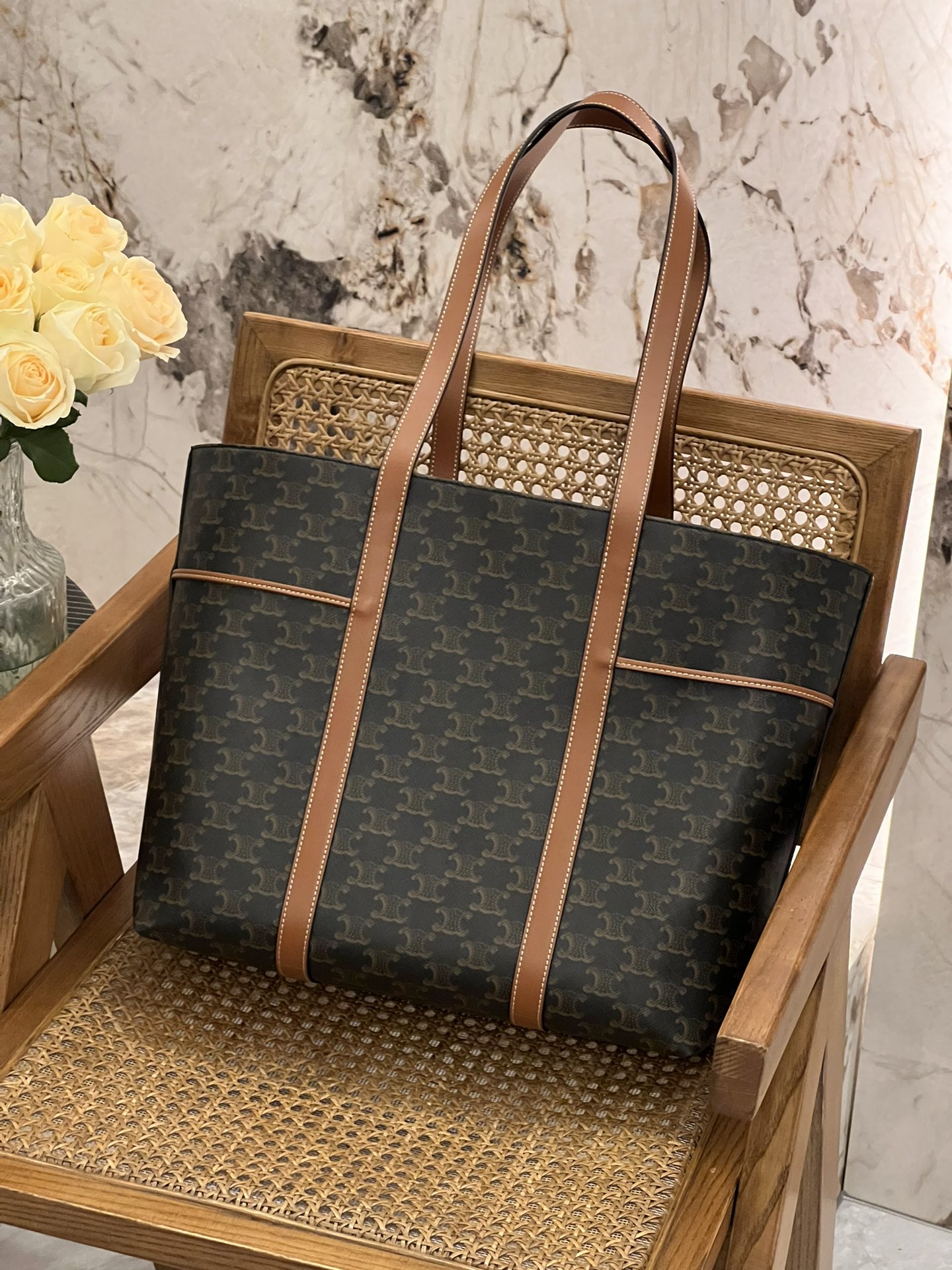 [TOP] CELINE Tote Bag with Logo-printed 45x34x30cm