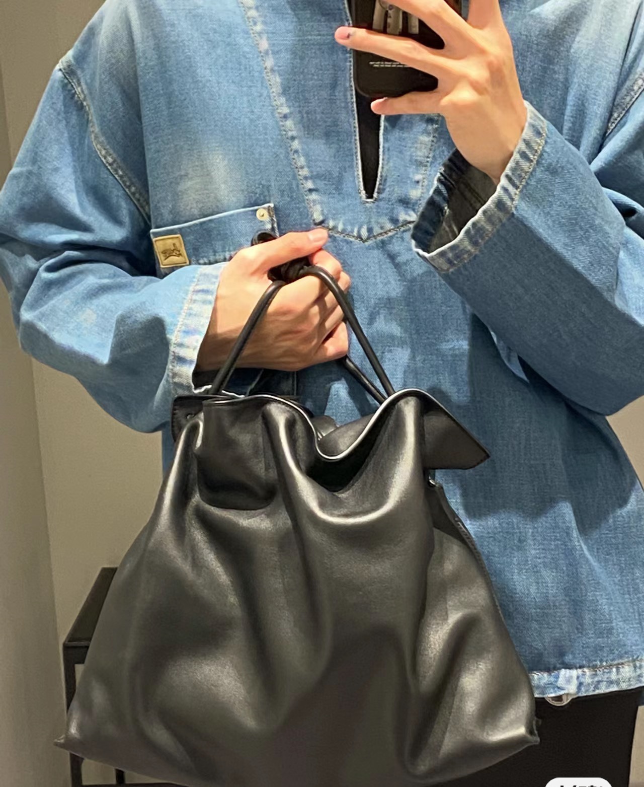 [TOP] LOEWE Flamenco Bag Cowhide Large 38x29x14cm - Black