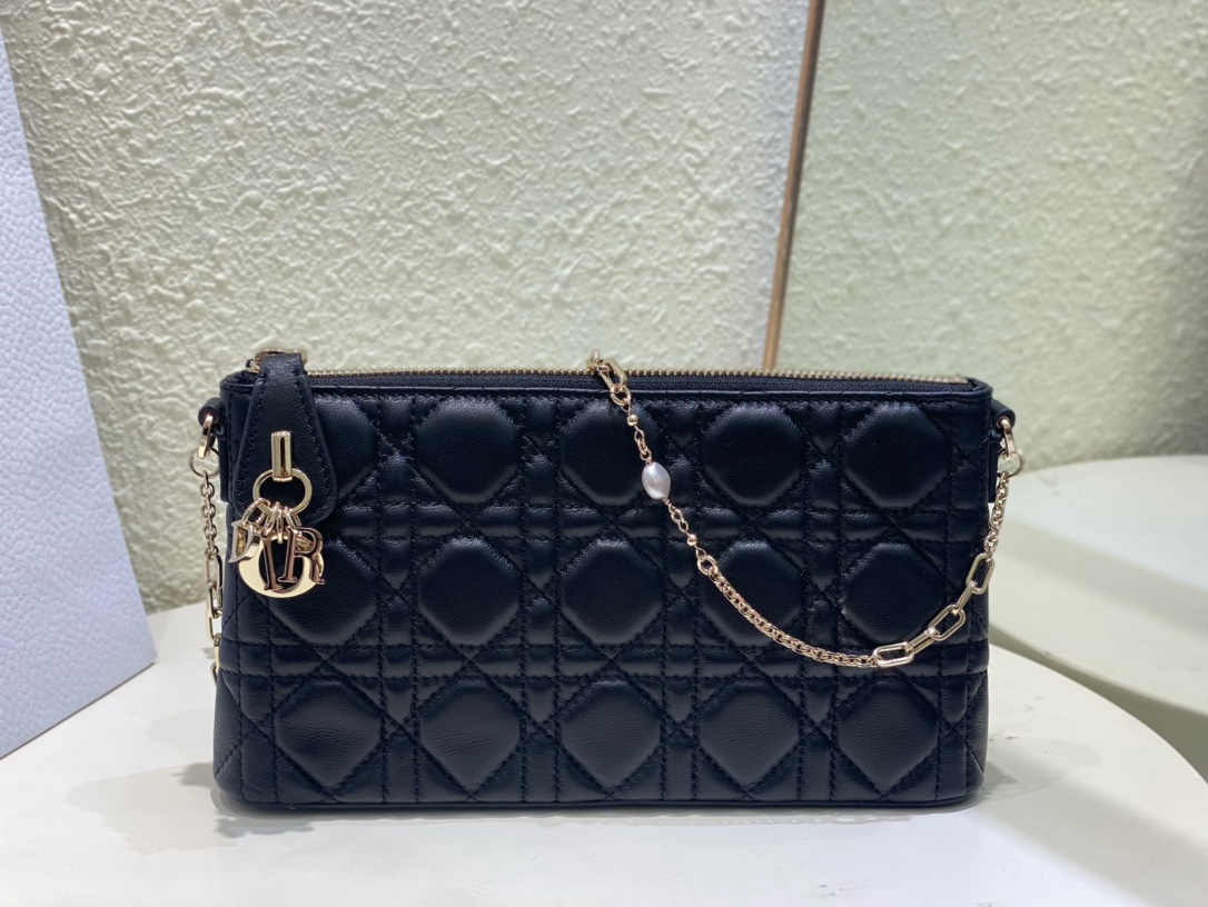 [Top] Christian Dior Midi Mini Small 30 Montaigne Bag  23x13x5cm - Black - GHW