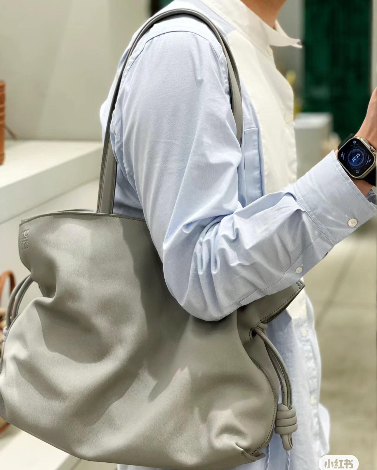 [TOP] LOEWE Flamenco Bag Cowhide Large 38x29x14cm - Gray