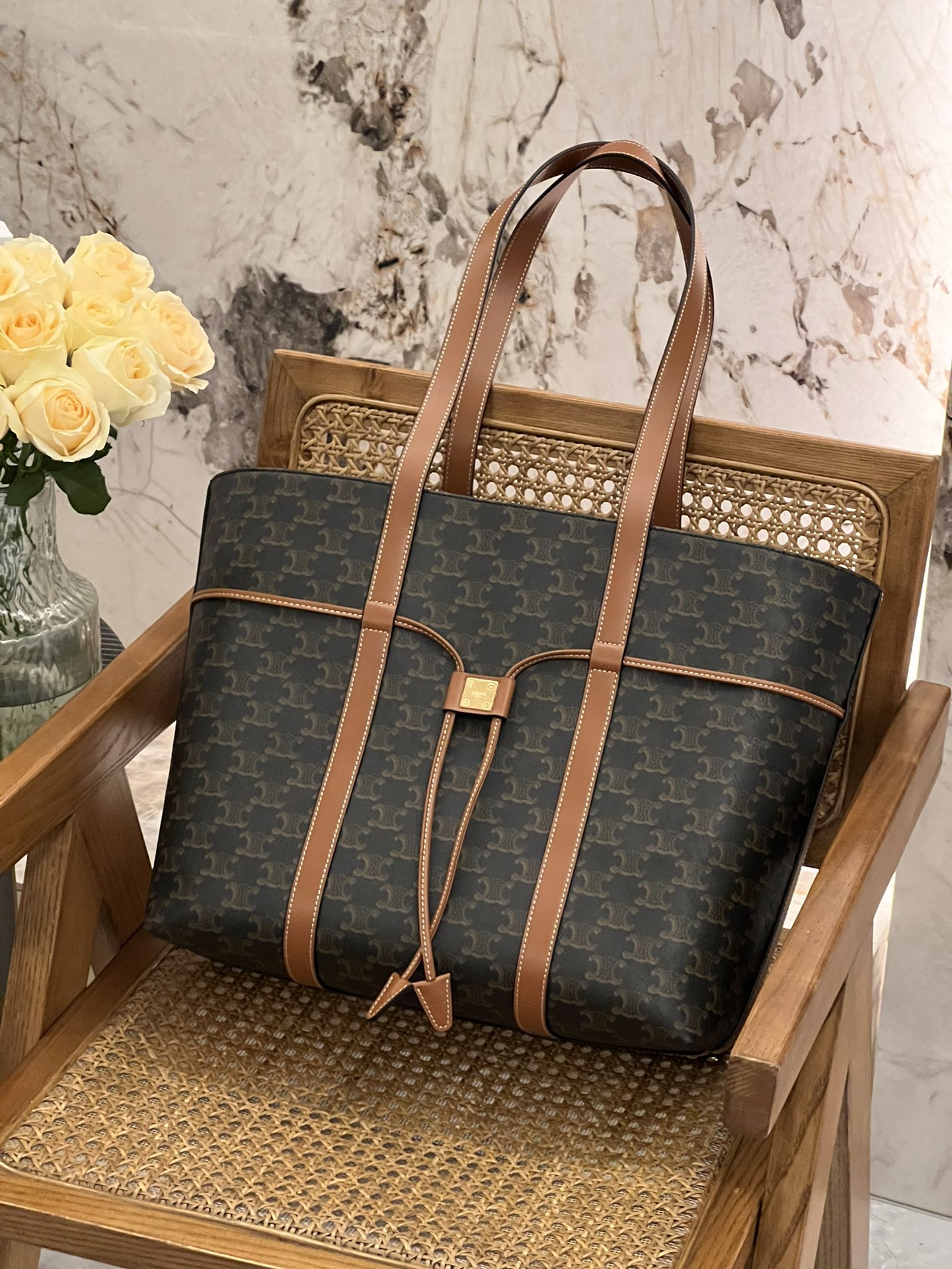 [TOP] CELINE Tote Bag with Logo-printed 45x34x30cm