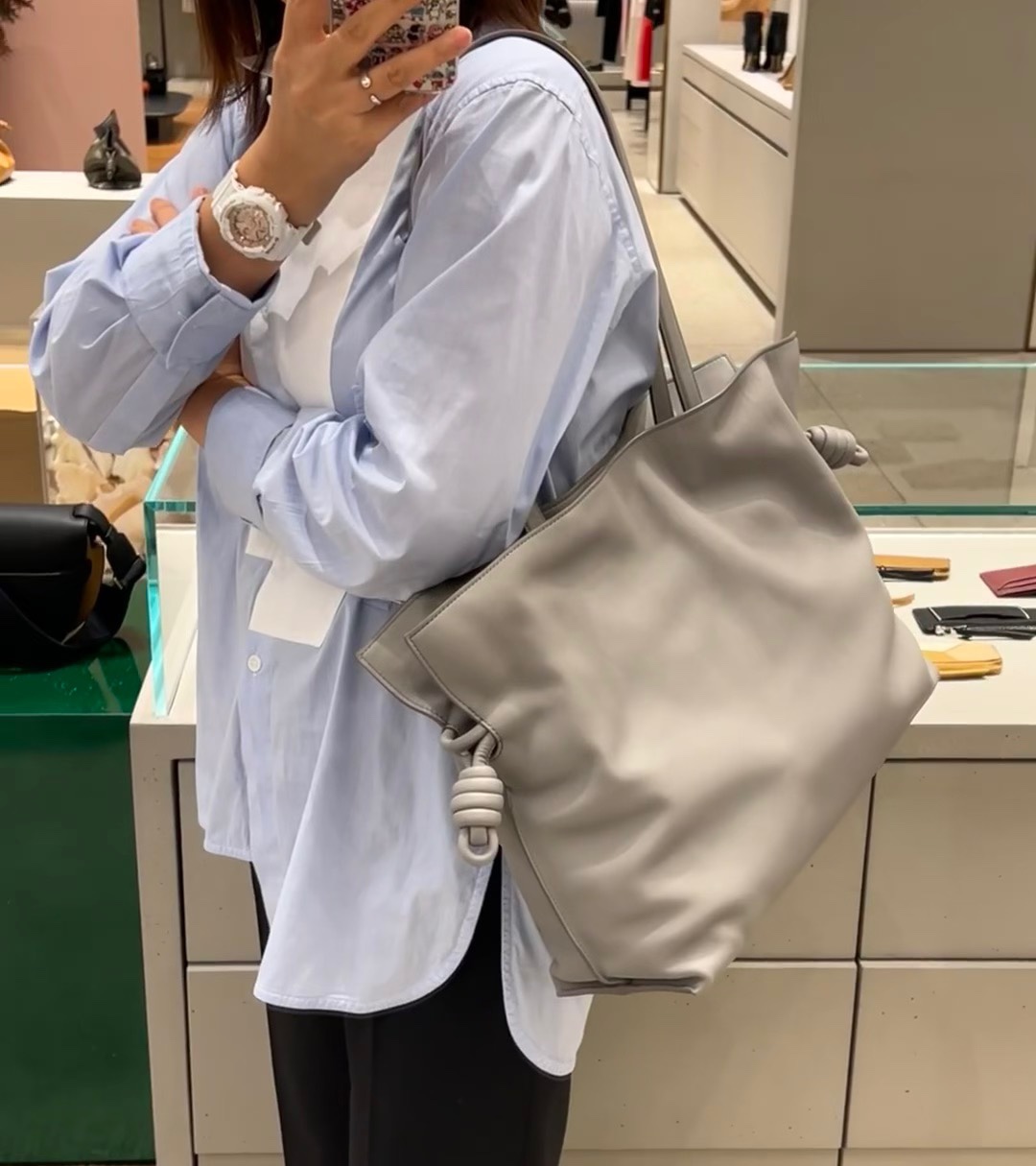 [TOP] LOEWE Flamenco Bag Cowhide Large 38x29x14cm - Gray