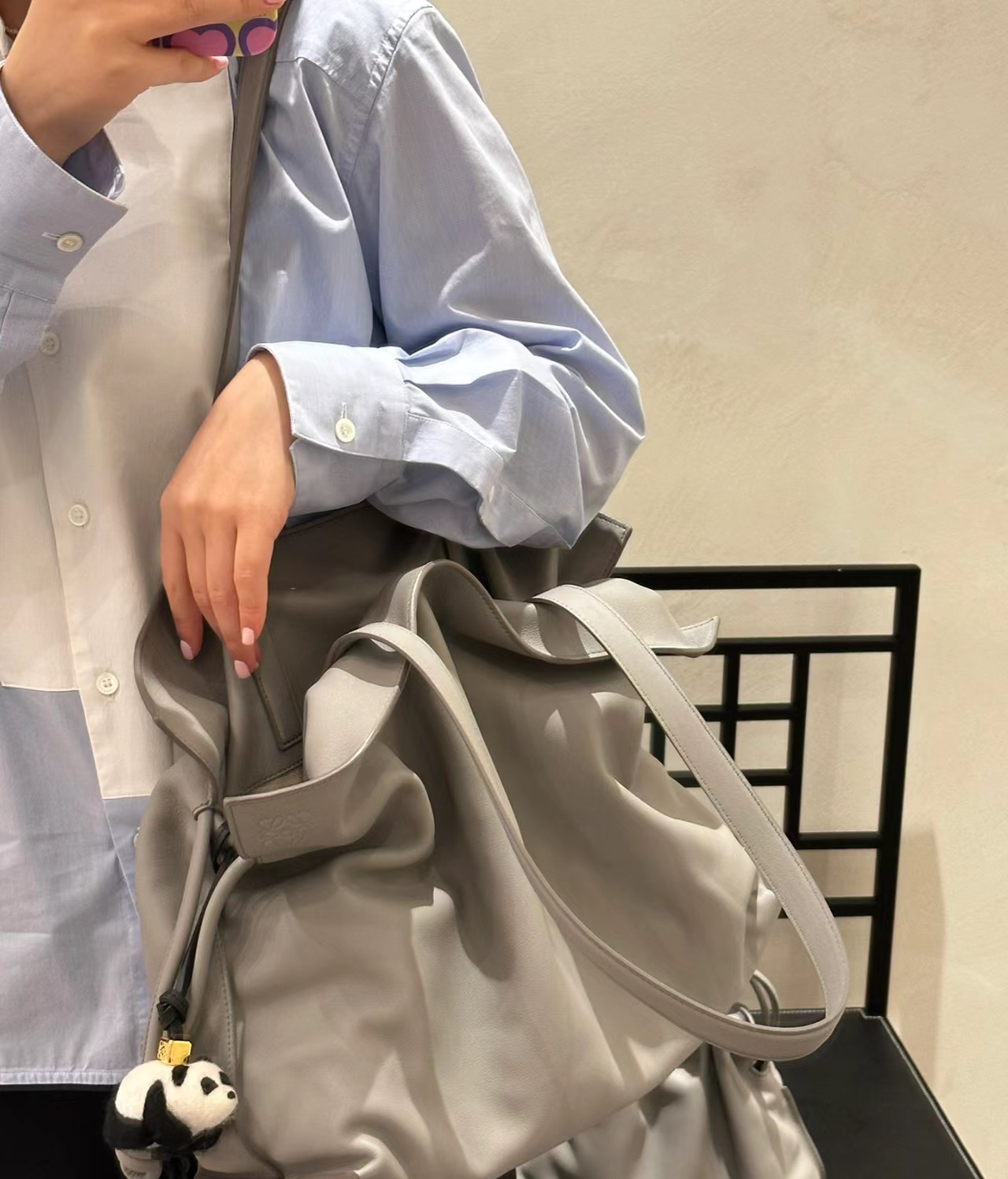 [TOP] LOEWE Flamenco Bag Cowhide Large 38x29x14cm - Gray