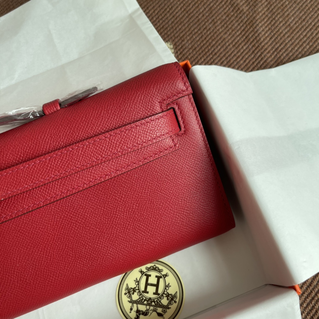 [TOP] HERMES Kelly Cut Elan 31 Clutch - 31*14*3cm - Red & SHW