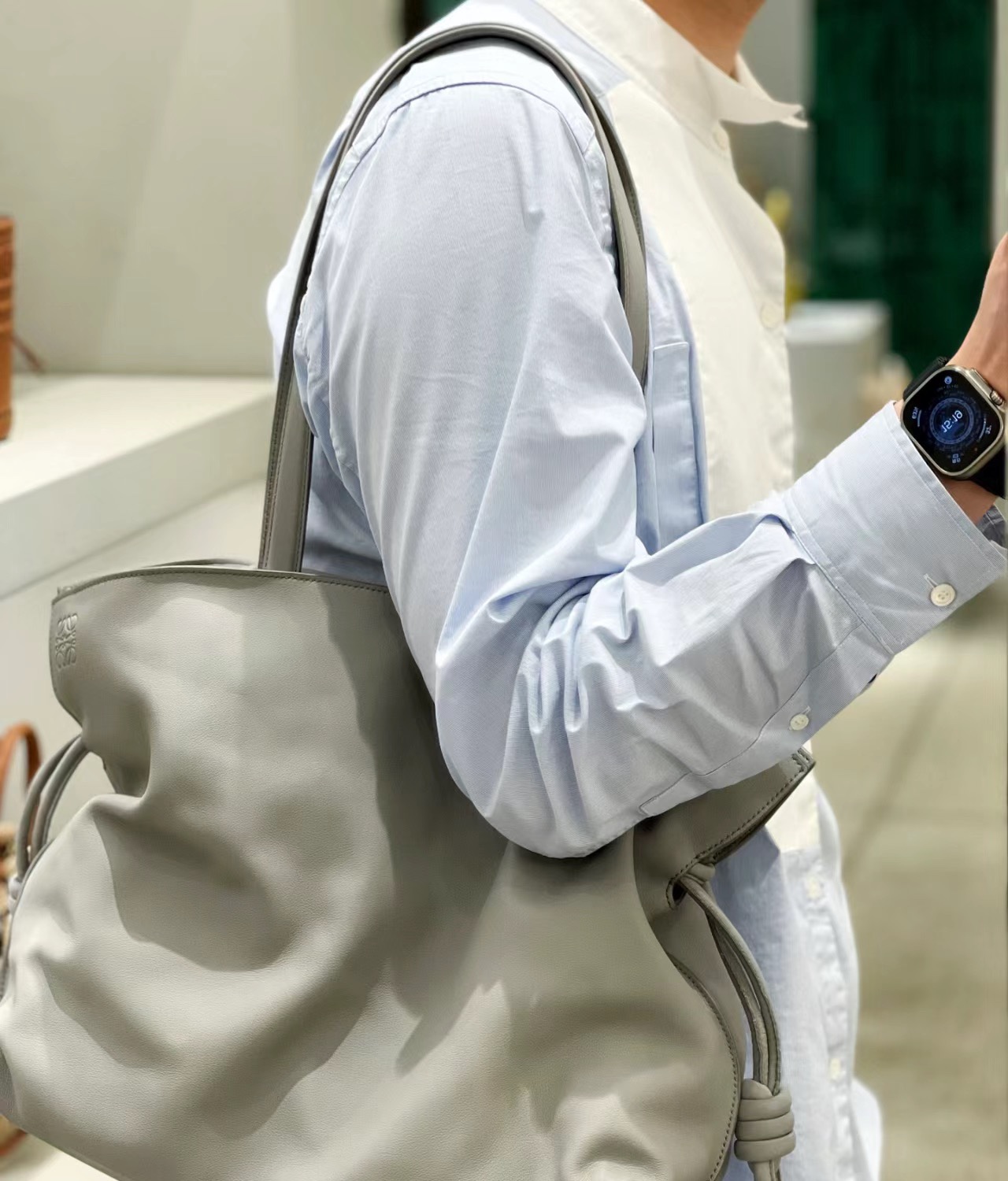 [TOP] LOEWE Flamenco Bag Cowhide Large 38x29x14cm - Gray