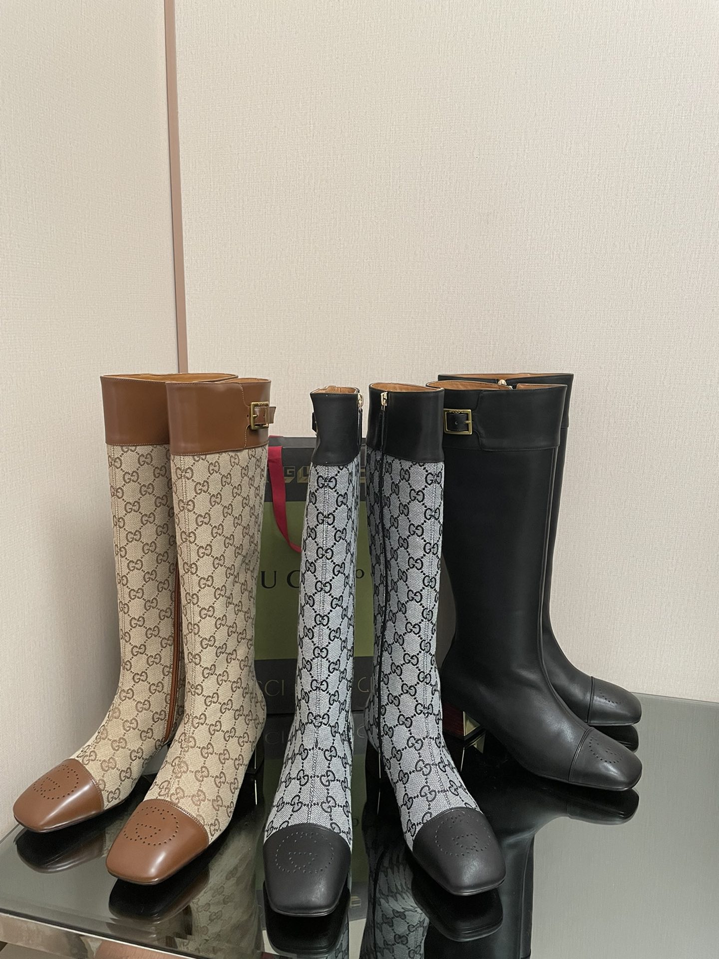 [TOP] GUCCI Belt Buckle Boots - 4.5CM - 5 Colors