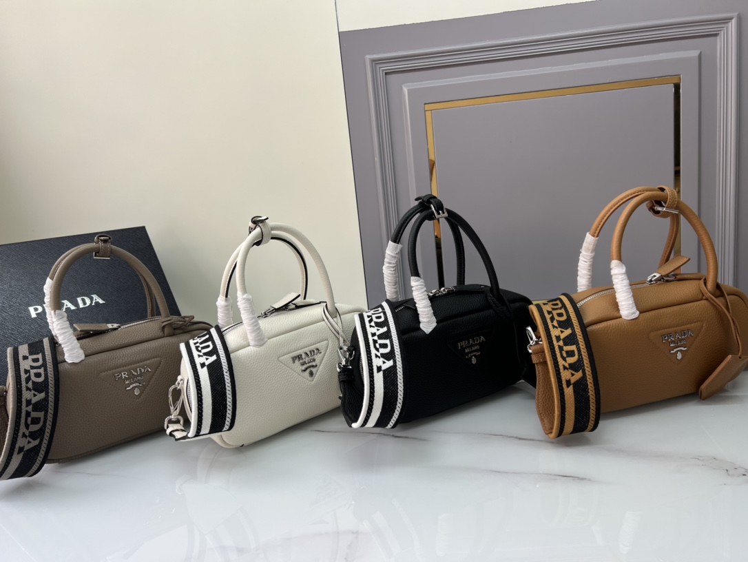 [TOP] PRADA Bag Deer Grain Cowhide with Lambskin Lining 24x12x8.5cm - 4 Color