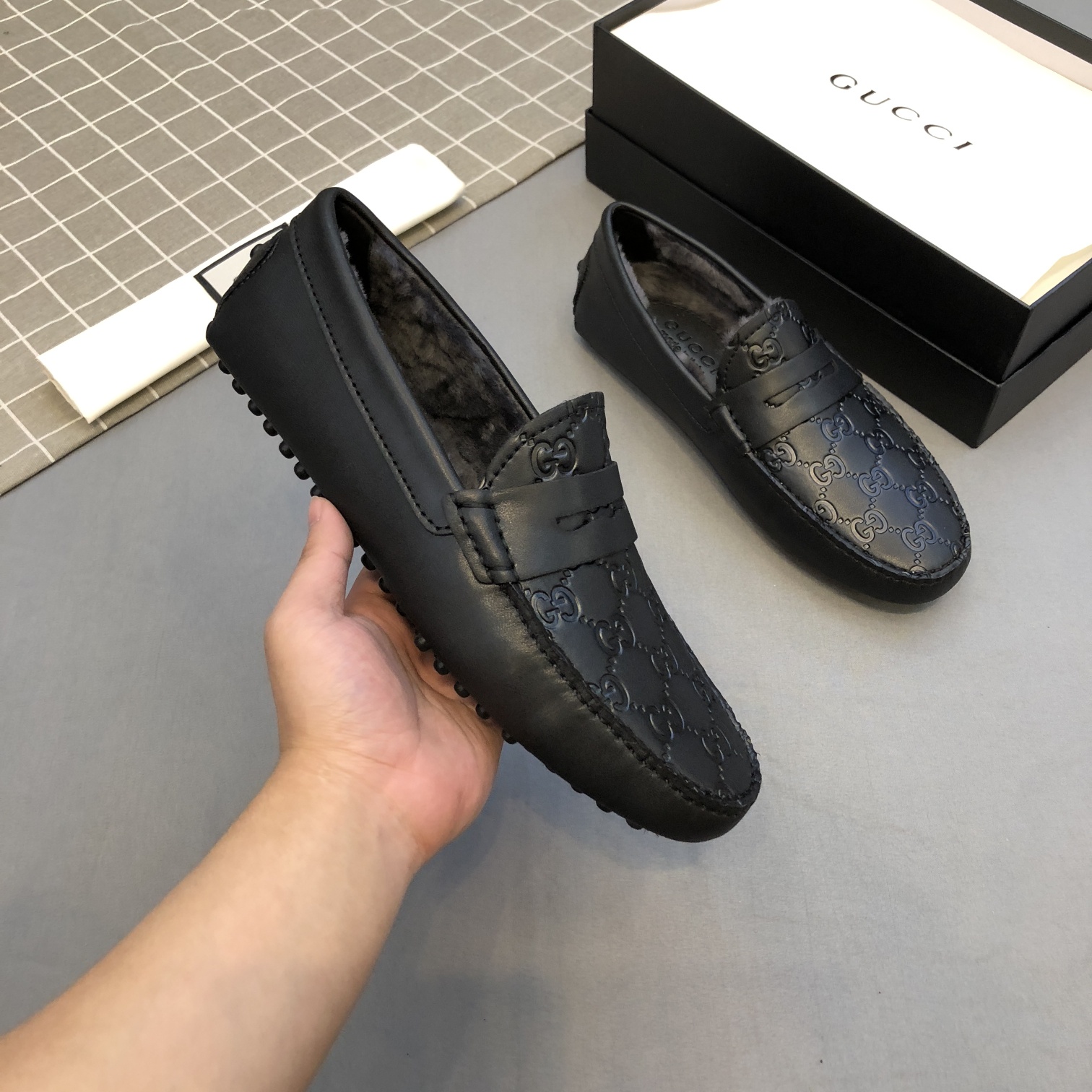 [TOP] GUCCI Autumn And Winter Men's Flat Shoes - Black