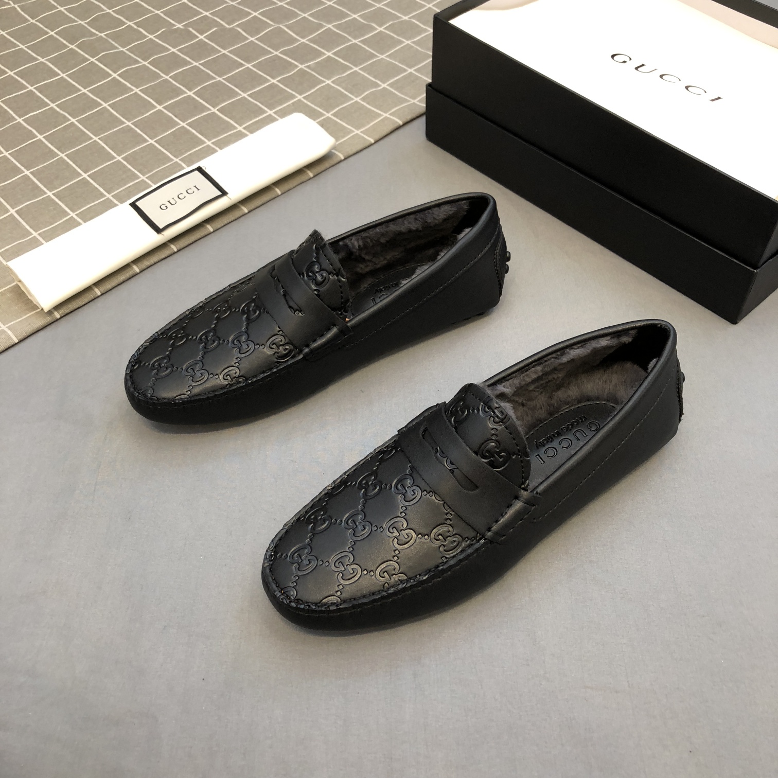[TOP] GUCCI Autumn And Winter Men's Flat Shoes - Black