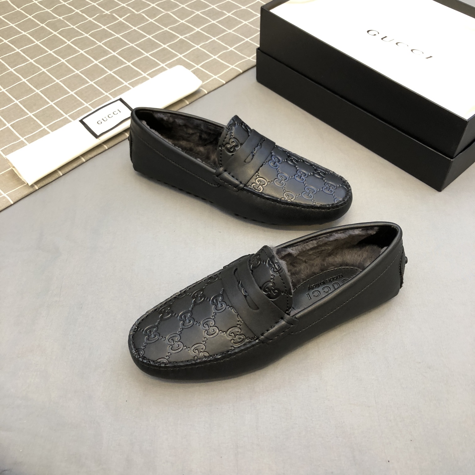 [TOP] GUCCI Autumn And Winter Men's Flat Shoes - Black